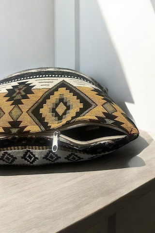 Kilim Desenli Kırlent Yüzü, Bohem Punch Kırlent Kılıfı, Nostaljik Desen Kırlent 45x45cm Sarı