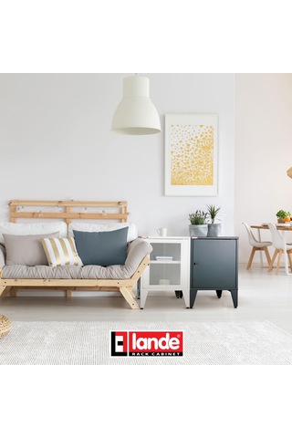 Lande - Ziglat 655 - Metal Dolap - Cam Kapılı - Antrasit Gri. Gri