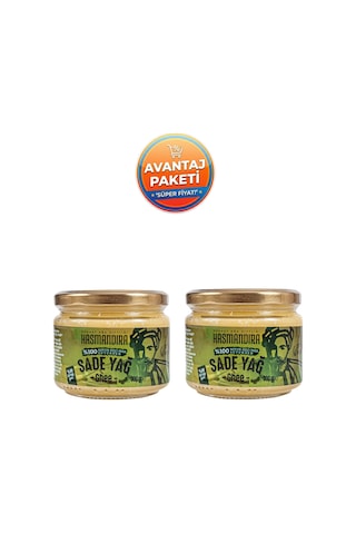 Hasmandıra %100 Doğal Sade Yağ Ghee 300 G X 2 Adet Koyun Keçi İnek Sütünden Cam Kavanoz