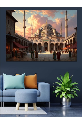 İstanbul Sultanahmet Meydanı Ve İnsanlar Dekoratif Kanvas - Mdf Ahşap Tablo