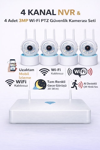 Onmi Ds440 4 Kanal Nvr + 3mp 4 Kamera Full Color Mik. Ptz Wifi Setapronx Ds440 4 Kanal Nvr + 3mp 4 11.03.01.00