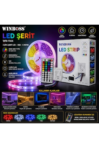 Rgb 3çip Kumandalı Şerit Led 5mt 5523