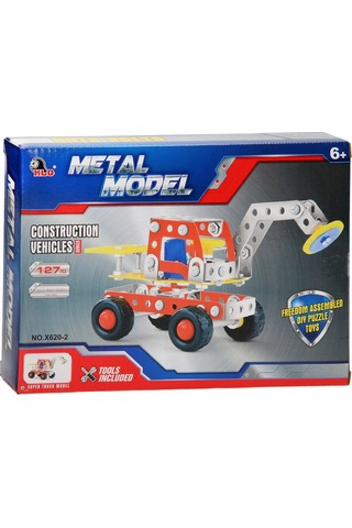 Metal Yapı İnşaat Seti 127 Parça Vinç İş Makinesi - Eğitici Vidalamalı Montaj Oyuncağı 6+ Yaş