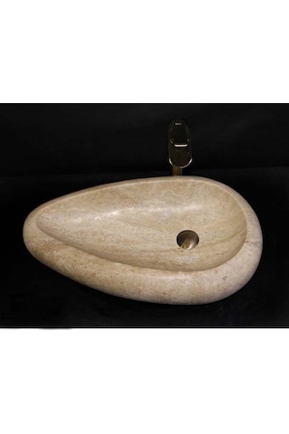 Light Traverten Çakıl Tasarım Lavabo