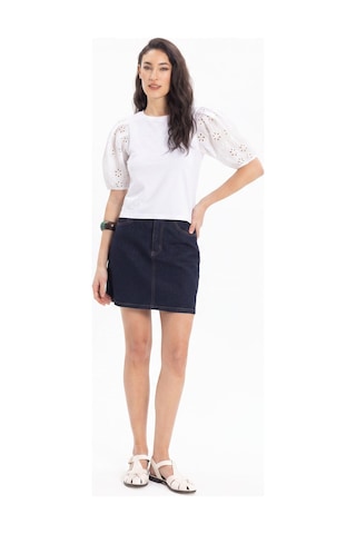 Tudors Kadın Slim Fit Dar Kesim %100 Pamuk Kısa Kollu Bisiklet Yaka Beyaz Tişört-50792