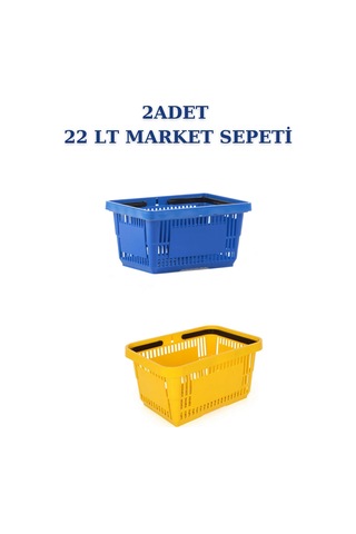 2 adet 22Litre Market ve Alışveriş Sepeti, Saplı Market Sepeti R3