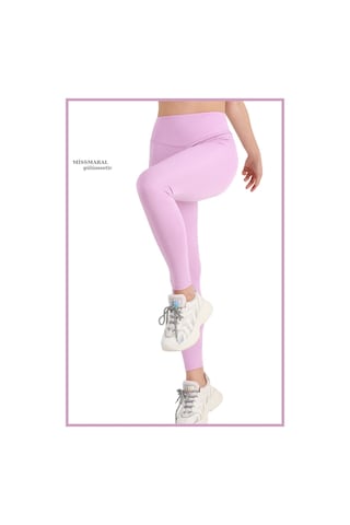 Missmaral Kadın Llla Yüksek Bel Toparlayıcı Tayt Tam Boy Dalgıç Örme Kumaş Casual & Comfort 102101 Lila