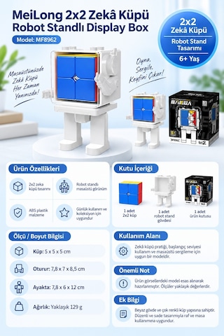 Meilong 2x2 Zeka Küpü Robot Standlı Display Box Mfjs Mf8962 Speed Cube