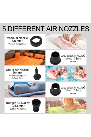 Lemestar Beyaz Çok Fonksiyonlu Mini Hava Pompa - Enflasyon + Vakumlama + Aydınlatma, Taşınabilir Dış Mekan İçin Abs Malzeme 8w Güç