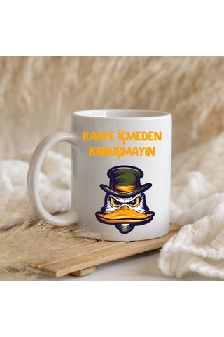 Kahve İçmeden Konuşmayın Tasarımlı Kupa Bardak Renk