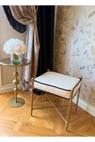 Mat Gold Metal Puf Makyaj Masası Pufu Bench