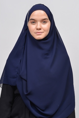 Altobeh Hazır Pratik Taşlı Malezya Tesettür Şifon Şal - Lacivert