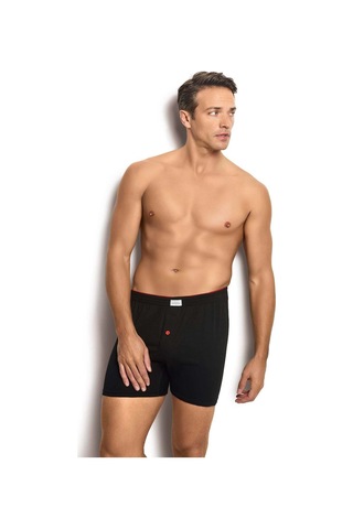 Fanilam Erkek Jiber Havlu Kemer Düğmeli Penye Boxer 4'lü Pamuklu Rahat Kesim Siyah