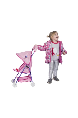 Baby Oyuncak Metal Bebek Arabası Oyuncak Puset Mor - Pembe
