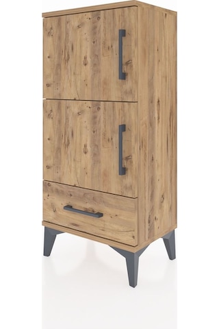 Arges Komodin 4 Raflı Tek Çekmeceli 2 Kapaklı 44x30x96 Çam-çam Çam