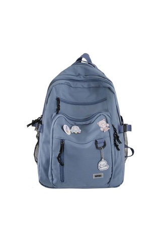 Luckydog Moda Büyük Öğrenci Mavi Sırt Çantası Kadın Yüksek Kapasiteli Okul Çantası Kız Sevimli Seyahat Mochila Rozeti Mavi