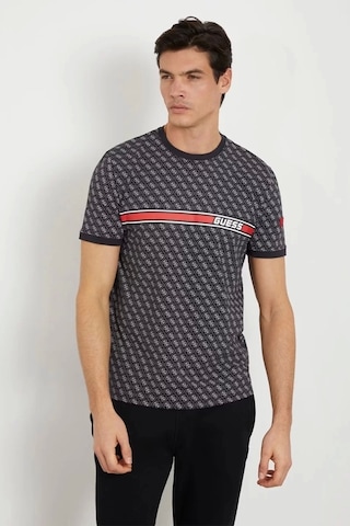 Guess Erkek Tamamı Logolu T-shirt Siyah