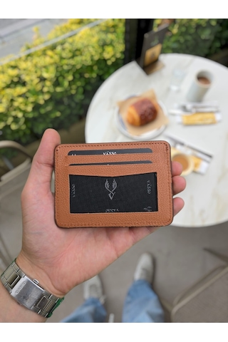 Visso 8600 Hakiki Deri Kartlık Unisex İsme Özel Çanta Kahve Napa