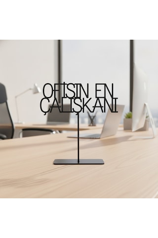 Ofisin En Çalışkanı Minimalist Siyah Metal Masa Üstü Dekoratif Obje - Modern Ofis Aksesuarı