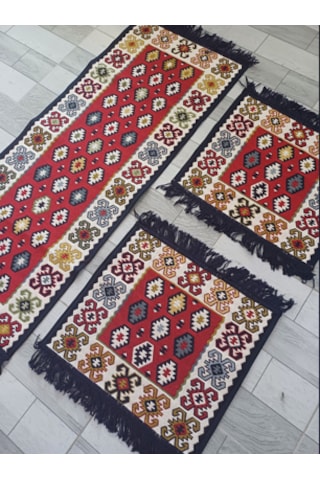 Oto Koltuk Üstü Kilim 45x50 50x130cm 3'lü Set