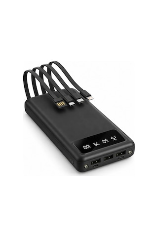 ENERX Enr-p20dc 20.000 mAh 2.1 Amper Dahili Kablolu Powerbank Siyah