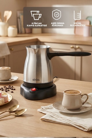 Sinbo Scm-9039 Elektrikli Türk Kahve Makinesi 5 Fincan 500 Ml Paslanmaz Çelik Cezve