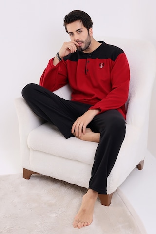 Wordex Falkon 7204 Polar Kışlık Erkek Ev Pijama Takımı Uyku Takımı Bordo