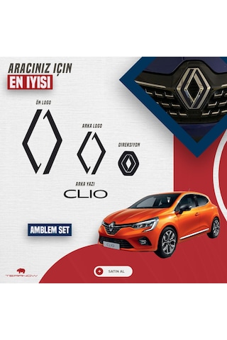 Renault Clio 5 2019-2024 Yeni Tarz Amblem Kaplama Sticker - Pia