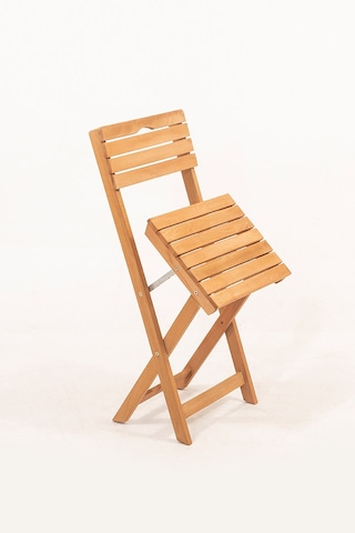 Balkon Bahçe Mutfak 3'lü Ahşap Bistro Set Katlanır Ahşap