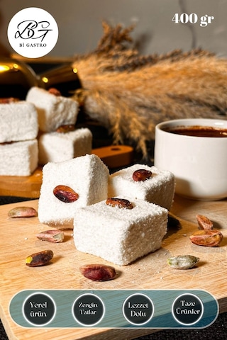 Sütlü Fıstıklı Çifte Kavrulmuş Sultan Lokum - Türk Lokumu - 400 Gr