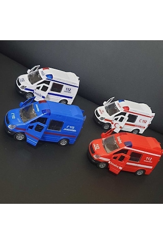 Oyuncak Araba Ambulans Polis Jandarma İtfaiye 112 Acil Kurtarıcı 4lü Set 12 Cm Diğer