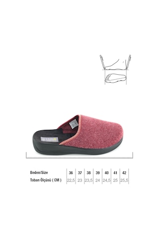Gezer Luna Kadın Kışlık Yüksek Topuk Keçe Ev Bahçe Terlik Bordo
