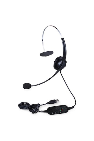 Xindoker Usb Tek Kulaklı Müşteri Hizmeti Kulaklığı - Gürültü Engelleme Mikrofon, Ses Kontrol Tuşu, 300 Derece Dönebilen Mikrofon, Plug & Play, Siyah