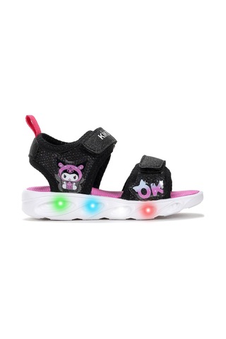 Kiko Kids Kuromi Günlük Işıklı Cırtlı Kız Bebek Sandalet Ayakkabı Siyah