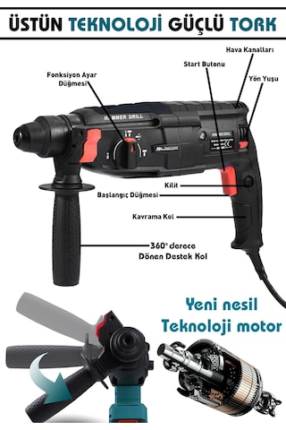 Assur Profesyonel Metal Şanzıman Kırıcı Delici Hilti Darbeli Matkap 2 - 28MM - 1806