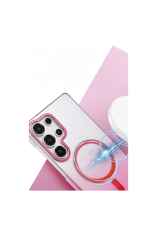 Newface - 851 - Samsung Galaxy Uyumlu S25 Ultra Glossy Magsafe Kapak - Glblseme - - Siyah