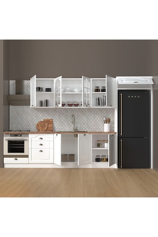 350 Cm %100 Mdf Greena White Mutfak Dolabı Beyaz