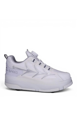 Zacoz Led Işıklı Patenli Spor Ayakkabı 36-40 Numara Tekerlekli Unisex Sneaker beyaz