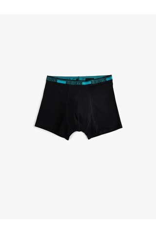 Koton 3'lü Boxer Seti Slim Fit Slogan Baskılı Pamuklu Siyah 5slm90009mk