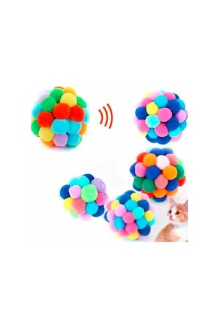 Patiderm Ponpon Top Kedi Oyuncağı 7 CM Çok Renkli