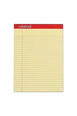 Universal 10630 Delikli Kenar Yazma Defteri, Yasal/kenar Boşluğu Kuralı, Mektup, Kanarya, 50 Yaprak Paket Başına 12 Ped 103 Ivory