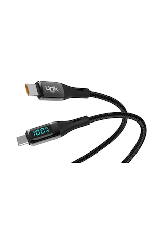 LinkTech K680 Dijital Göstergeli Type-C - Type-C 100W Data ve Şarj Kablosu 1mt