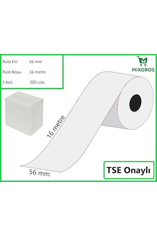 56x16 Metre Termal Kredi Kartı Ve Yazarkasa Pos Rulosu 500 Adet