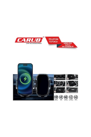 Carub Telefon Tutucu Havalandırma Kancalı Şeffaf Type-c
