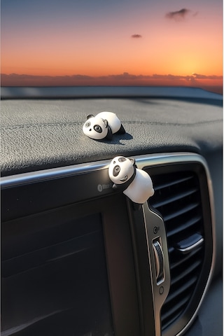 1 Adet Mini Panda Araç İçi Aksesuar Torpido Süsü Araba Dikiz Aynası Süsü Dekoratif Obje