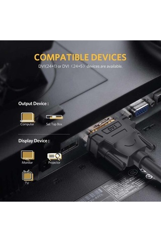 Ugreen 24+1 DVI to DVI 2K 60 Hz Görüntü Aktarma Kablosu 2 Metre