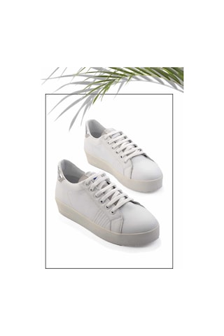 Bambi Beyaz Lame Leather Kadın Sneaker K01102100103 Beyaz