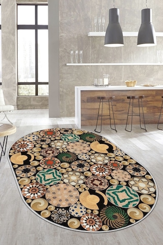 West Home Dijital Baskı Yıkanabilir Kaymaz Taban Salon Halısı Mutfak Halısı Yolluk Wh 486 Multy