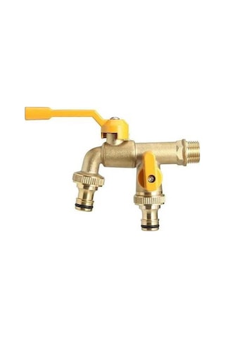 Bosphorusboutique02 Çift Su Musluk Adaptörü 1/2 1, Duvara Monte Pirinç Musluk, Bahçe Ve Ev Kullanımı 1