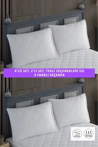 1 Adet %100 Pamuk Kapitone Fermuarlı Sıvı Geçirmez Renkli Yastık Alezi Yastık Koruyucu Beyaz